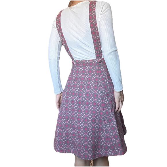Vintage 100% Wool Overall Dress Pink Gray Size S Winter Welsh Wools - Picture 9 of 9